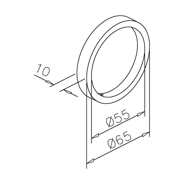 Griffmuschel aus Edelstahl für Glastüren, selbstklebend, Ø 65 mm / 55 mm