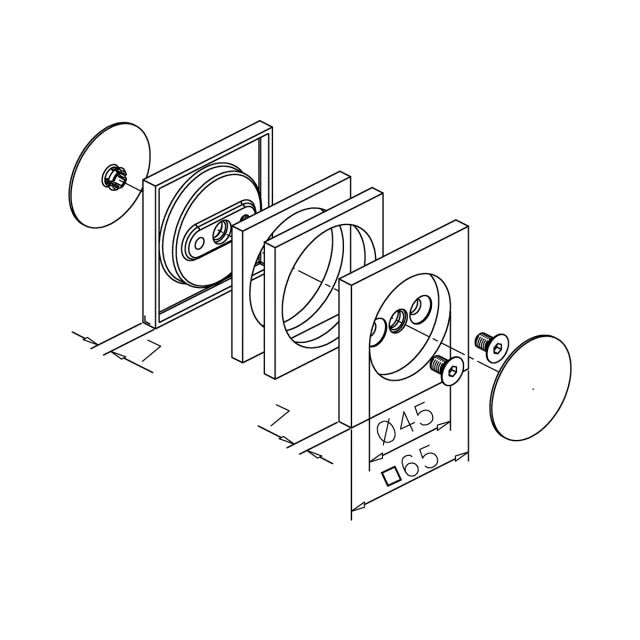 Griffmuschel – quadratisch, Edelstahl, zum Verschrauben, Ø 65/45 mm