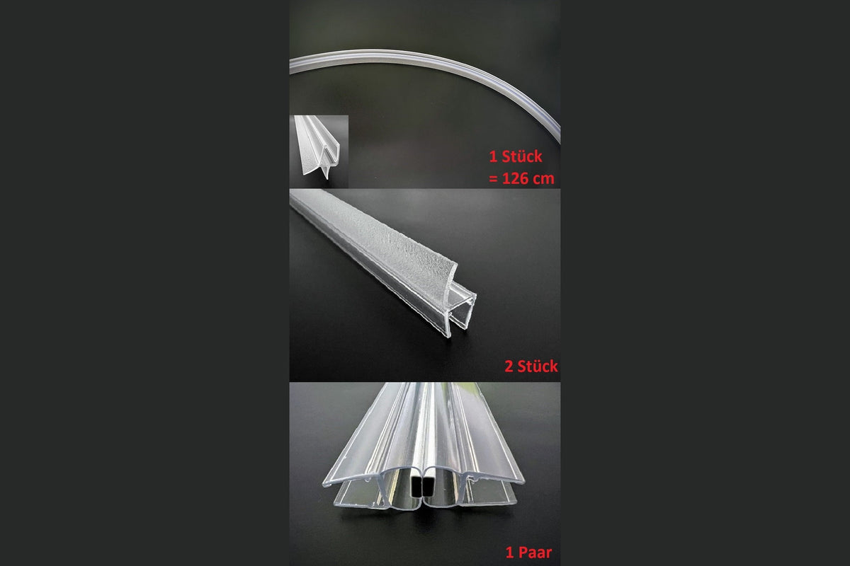 Duschtür-Dichtungs-Set für Viertelkreisdusche – gebogenes Glas, Türen außen öffnend, 6 oder 8 mm, Art.Nr. 5051601G