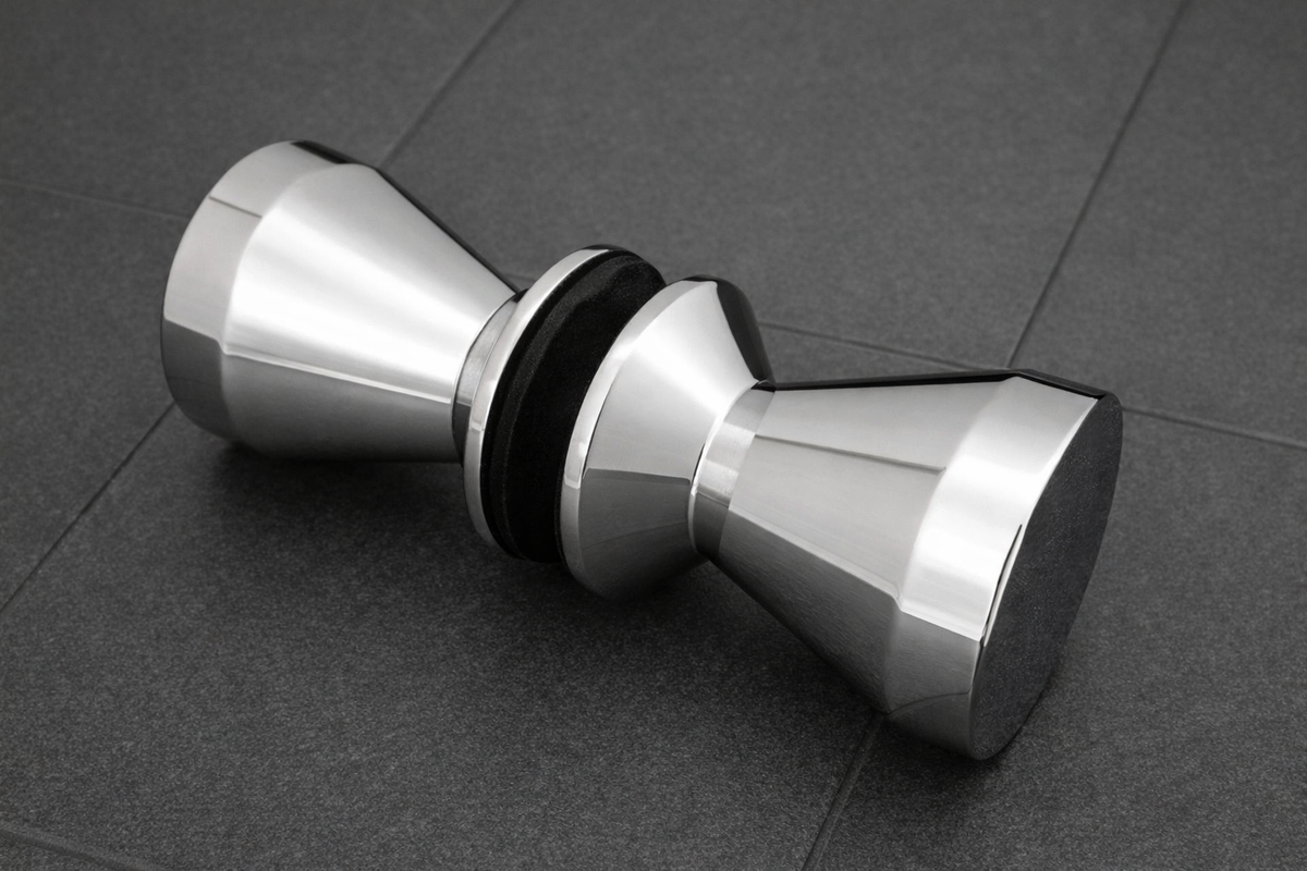 Dusch-Türgriff Kegelform – Messing verchromt, 6-8 mm Glas, ergonomisch – Art.Nr. 0510