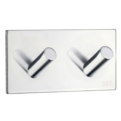 Design Doppel Haken 905, selbstklebend, Matt Schwarz oder Edelstahl verchromt, Art.Nr. 1093