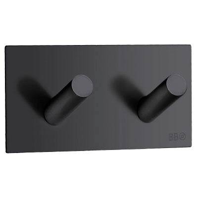 Design Doppel Haken 905, selbstklebend, Matt Schwarz oder Edelstahl verchromt, Art.Nr. 1093