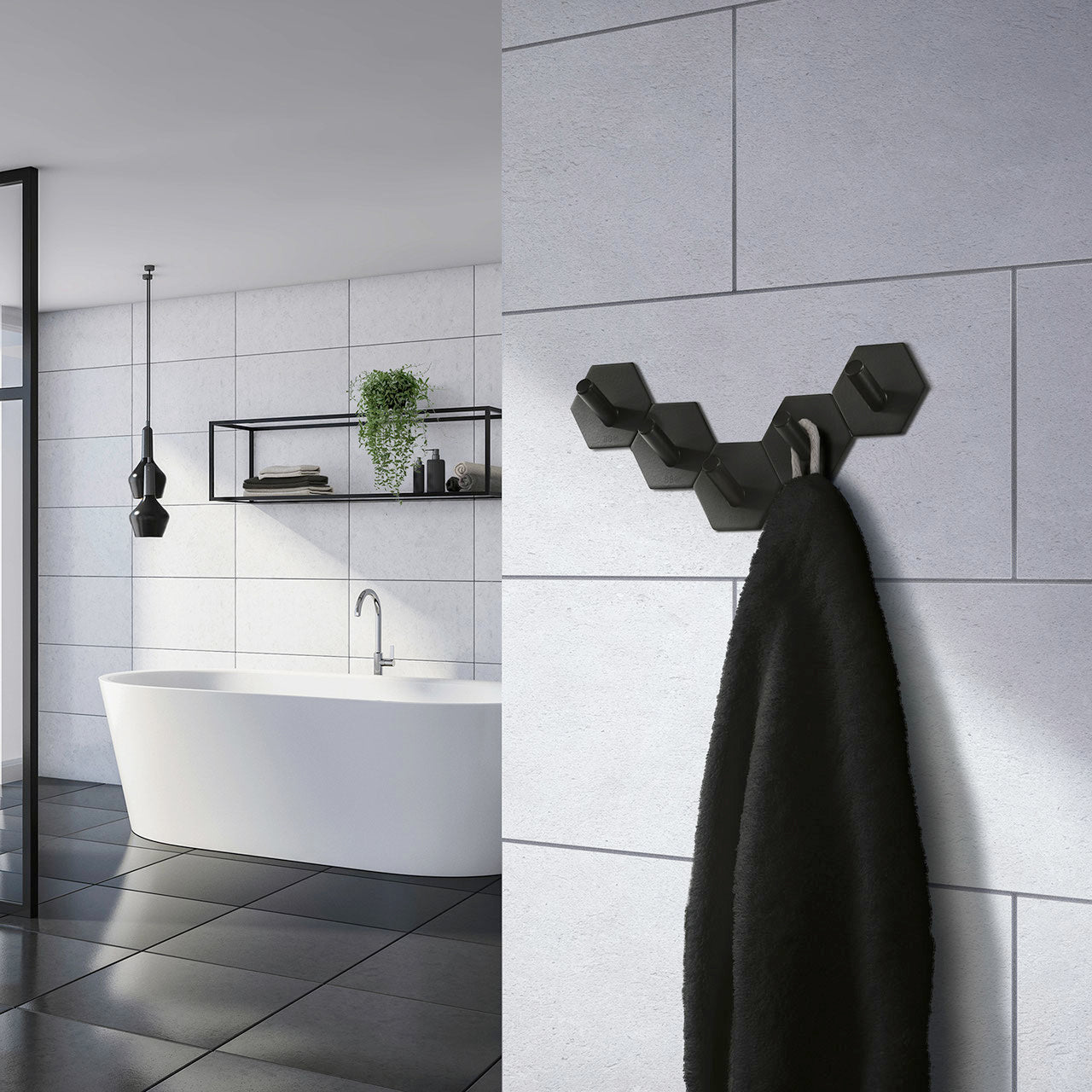 Design Haken Hexagon; Matt Schwarz