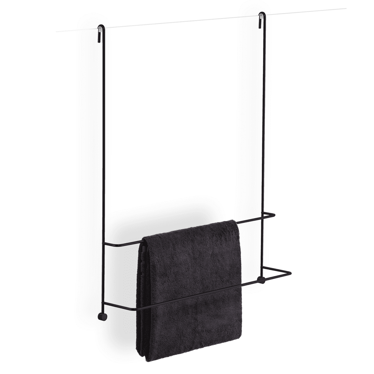 Giese Server Badetuchhalter 2-fach Schwarz matt für die Glaswand, 672 mm