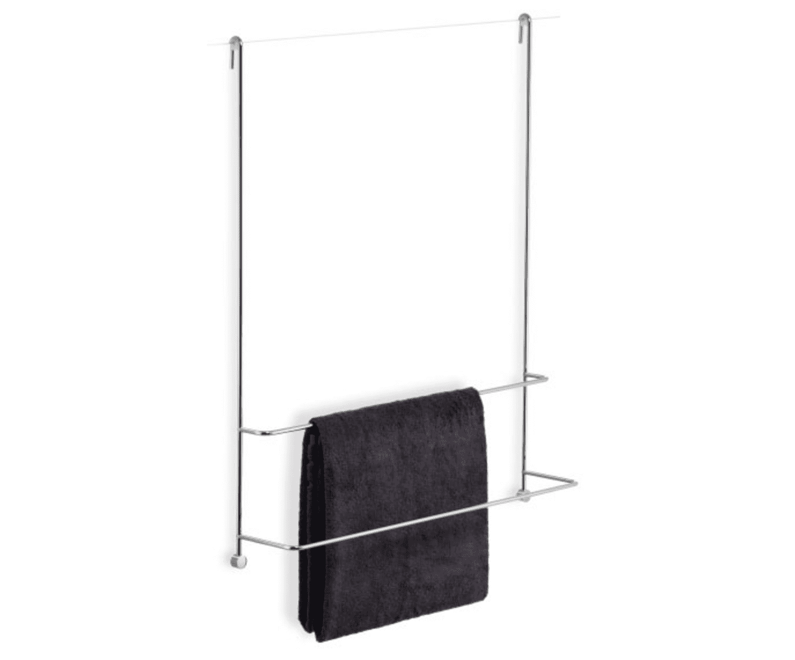 Badetuchhalter Server, Messing verchromt oder Schwarz, 2 Ebenen, Glaswandmontage, 11858