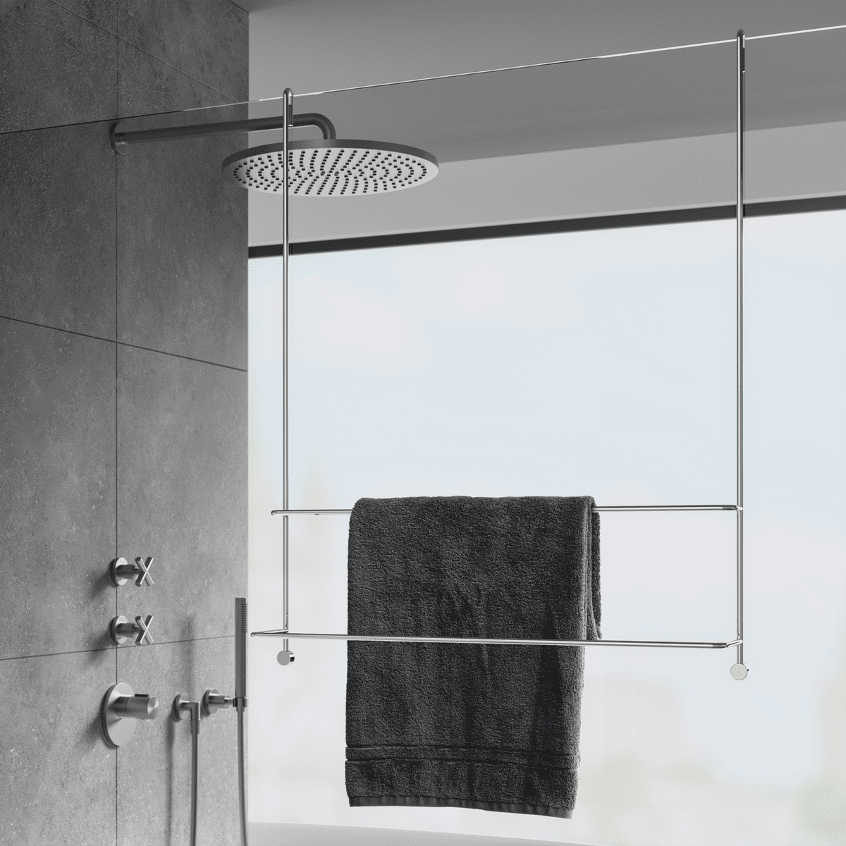 Giese Server Badetuchhalter 2-fach Chrom an der Glasdusche, Wohnsituation