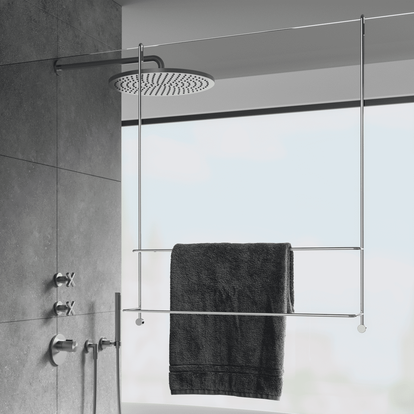 Giese Server Badetuchhalter 2-fach Chrom an der Glasdusche, Wohnsituation