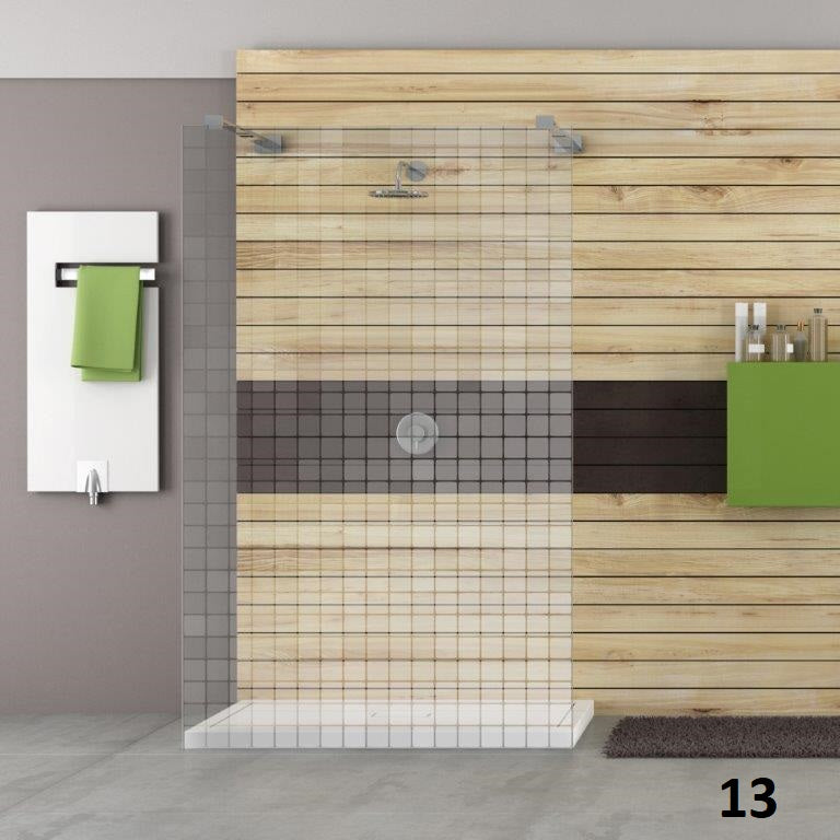 Feines Rastermuster, graviertes Duschglas als Sichtschutz für die Dusche