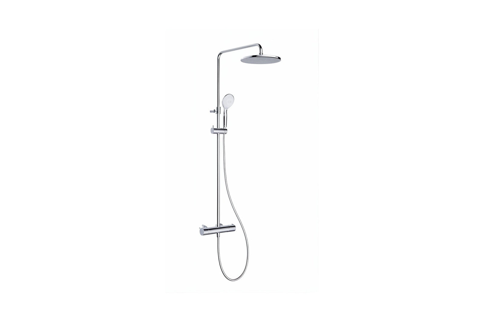 Vigour V1 Duschsystem mit Thermostat, 250 mm Regenkopfbrause und 5-fach Handbrause, Aufputz verchromt, Art.Nr. V12DS250R