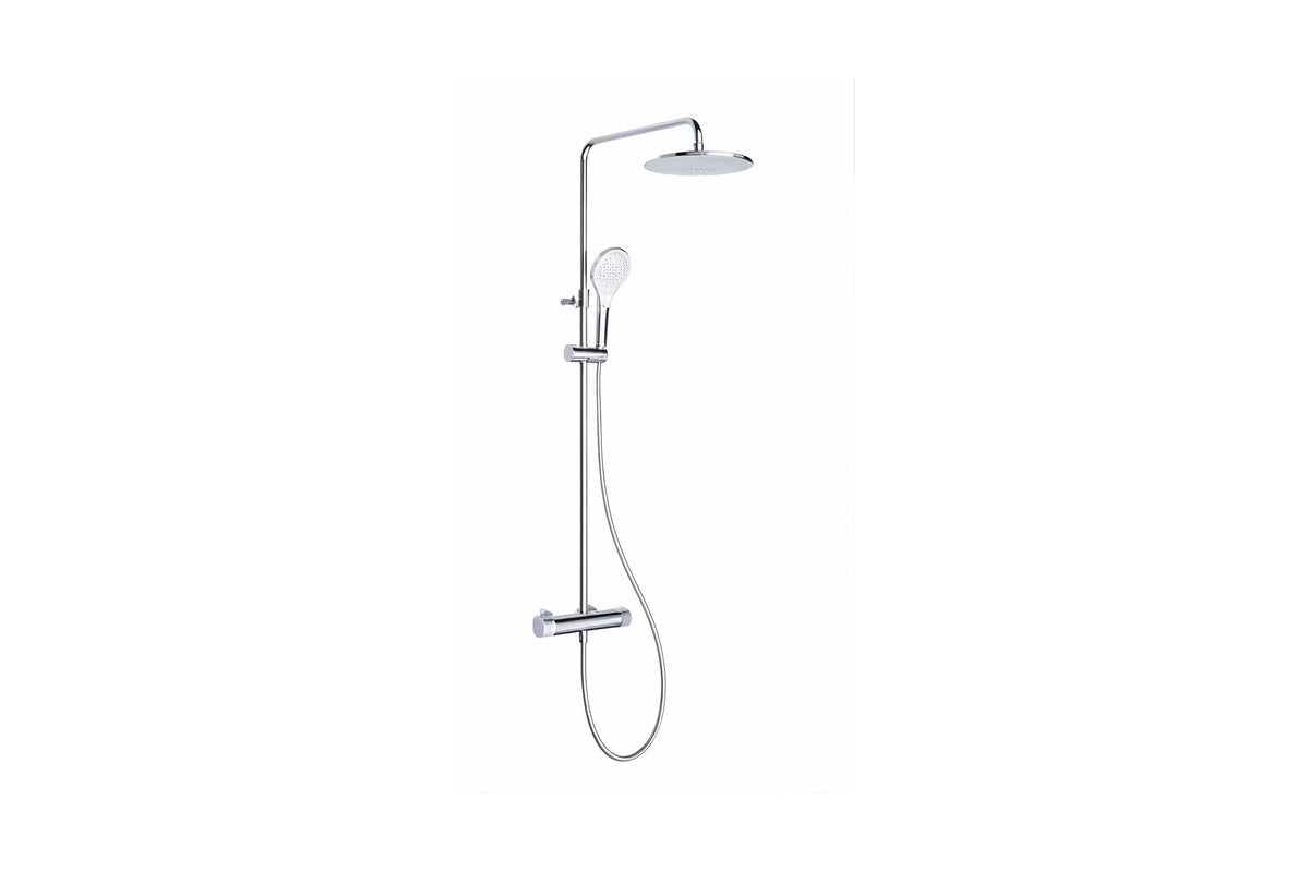 Vigour V2 Duschsystem mit Thermostat, Kopfbrause 250 mm rund, 3-strahlige Handbrause, verchromt, Art.Nr. V22DS250R