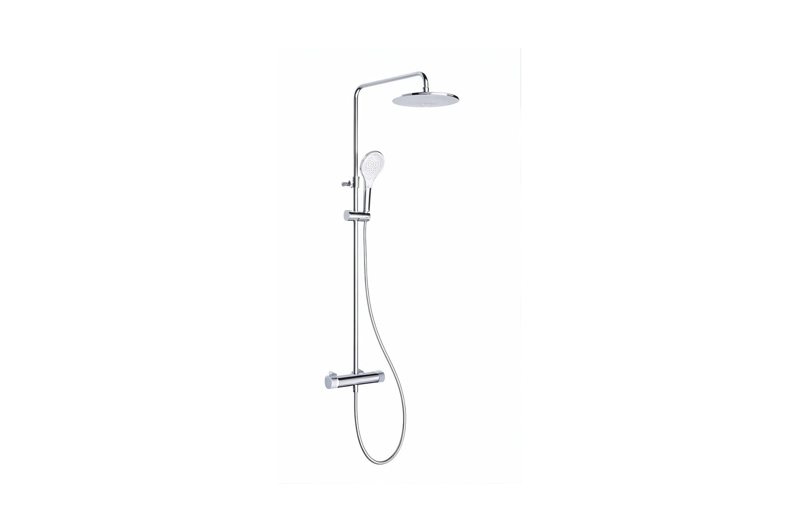 Vigour V2 Duschsystem mit Thermostat, Kopfbrause 250 mm rund, 3-strahlige Handbrause, verchromt, Art.Nr. V22DS250R