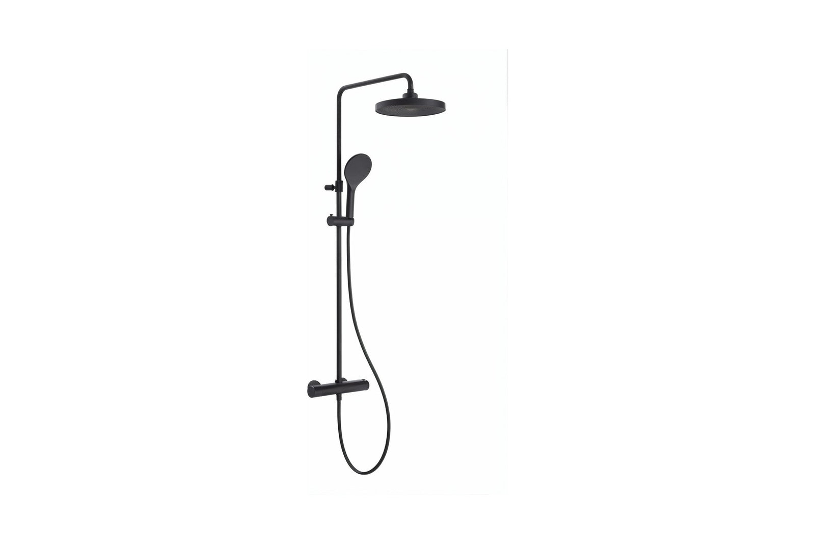 Vigour V2 Duschsystem mit Thermostat, Kopfbrause 260 mm rund, 3-strahlige Handbrause, schwarz matt, Art.Nr. V22DS260RSM