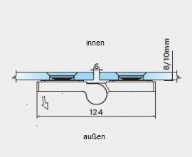 Lugano Scharnier Glas-Glas 180° mit Hebe-Senk-Funktion – 8-10 mm, flächenbündig – Art.Nr. LUG180