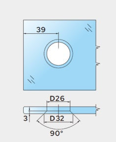 Lugano Scharnier Glas-Wand 90° mit Hebe-Senk-Funktion – 8-10 mm, flächenbündig – Art.Nr. LUG044