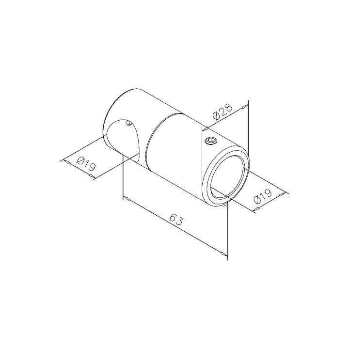 Edelstahl T-Form Stabistange Set 90° für Glasdusche, 19 mm Rohr, mit T Stück, kürzbar, für 6 bis 10 mm Glas. Art.Nr. 6018/6020+6016