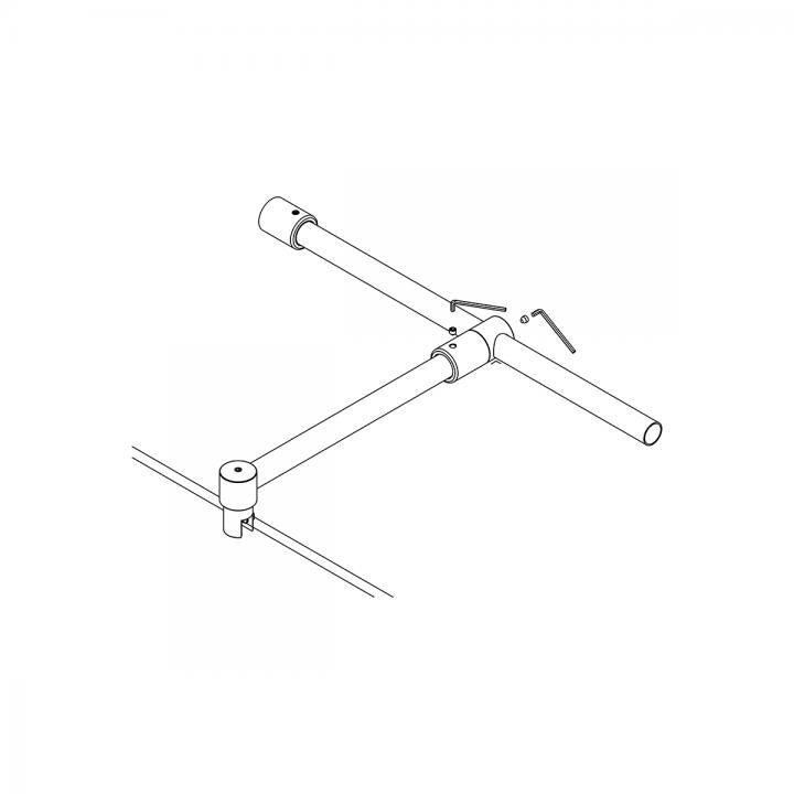 Edelstahl T-Form Stabistange Set 90° für Glasdusche, 19 mm Rohr, mit T Stück, kürzbar, für 6 bis 10 mm Glas. Art.Nr. 6018/6020+6016