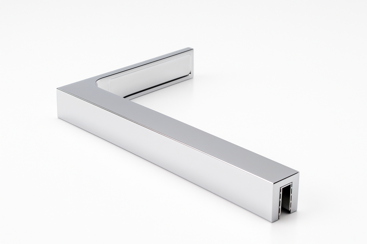 90° Stabilisierungswinkel 220 mm – für freistehende Glaswände ohne Glasbohrung