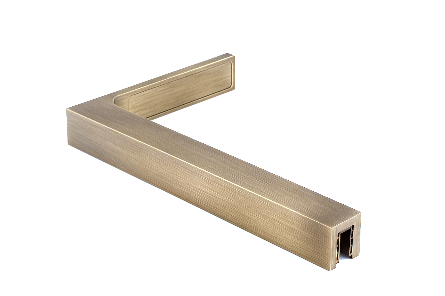 90° Stabilisierungswinkel 220 mm – für freistehende Glaswände ohne Glasbohrung, Bronze gebürstet