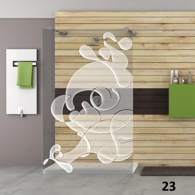 ESG Sicherheitsglas für Duschen mit Motiv oder Bild mittels Lasertechnologie, über 40 Motive zur Auswahl, Serie Makai