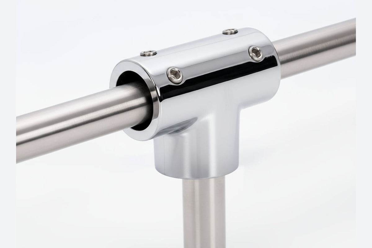 T-Verbinder – Ø 19 mm 90° rechtwinklig, Massivmessing, Art.Nr. SUPT