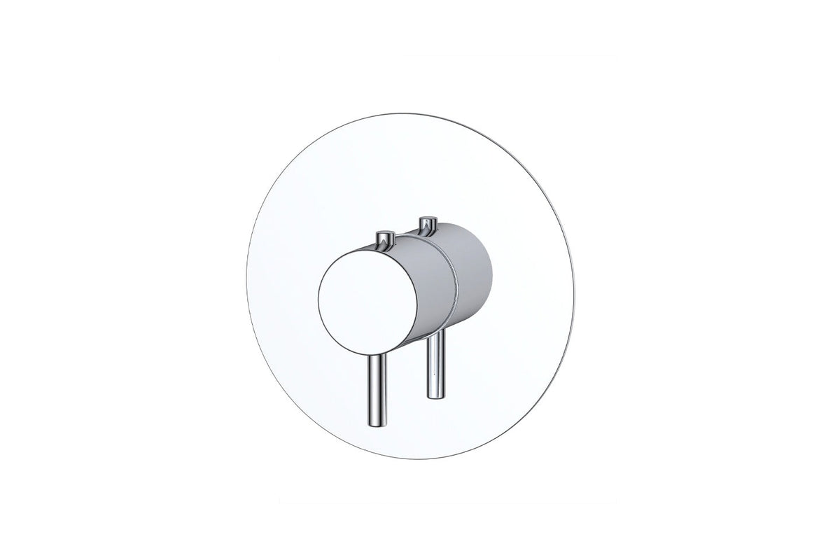 Unterputz-Thermostat-Mischbatterie verchromt mit runder Rosette und zwei Stielhebeln