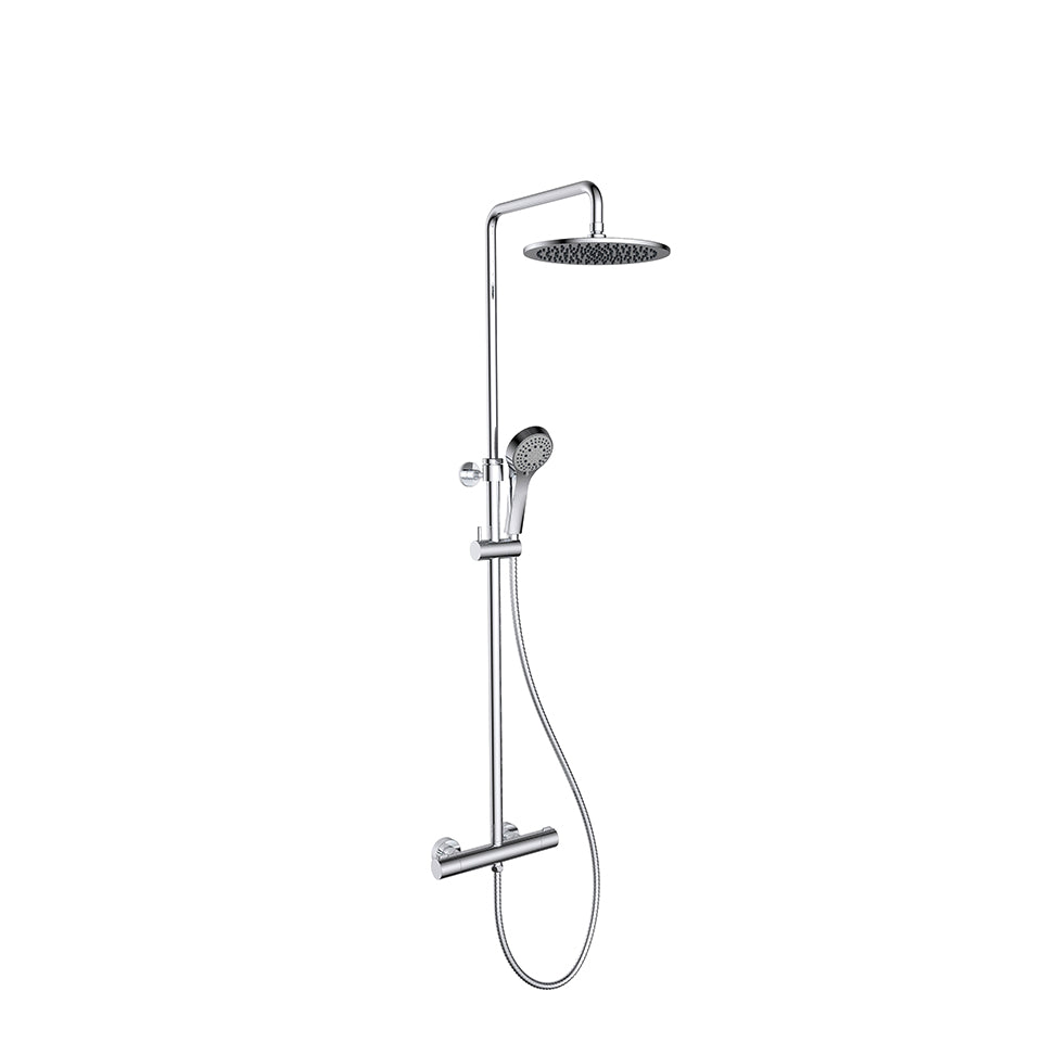 Brause-Set verchromt mit Thermostat-Mischbatterie, Regenbrause 250 mm und 5-fach Handbrause