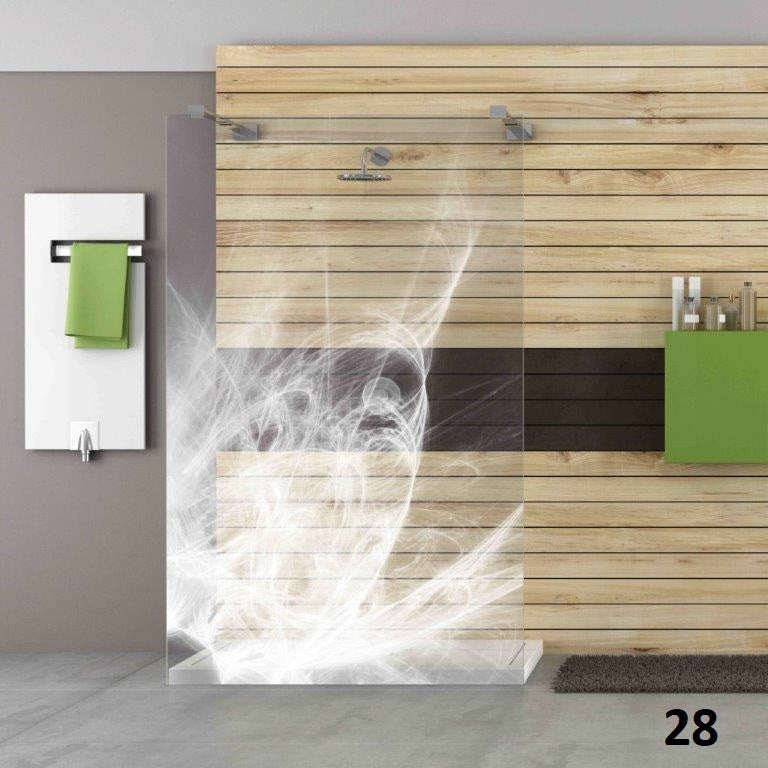 Abstraktes Porträt-Motiv als Lasergravur auf Designduschglas