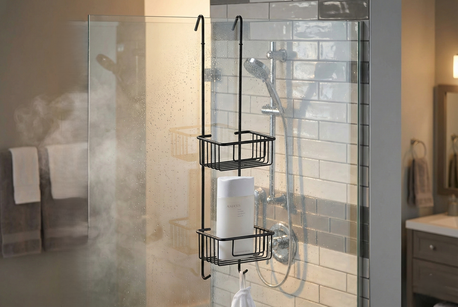 Giese Bodyguard Duschkorb – Stilvolles Platzwunder zum Einhängen für 6–9 mm Glas