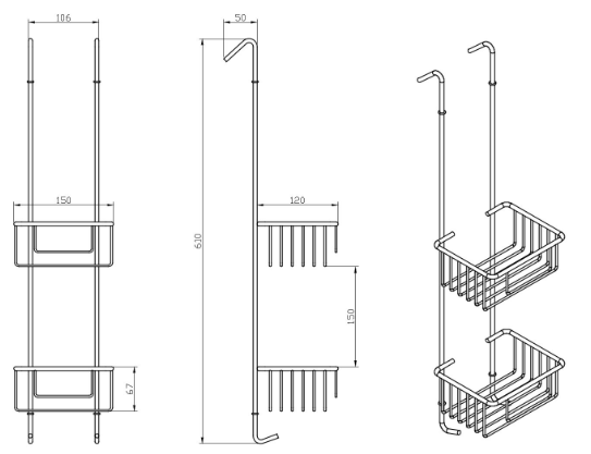 Giese Bodyguard Duschkorb – Stilvolles Platzwunder zum Einhängen für 6–9 mm Glas
