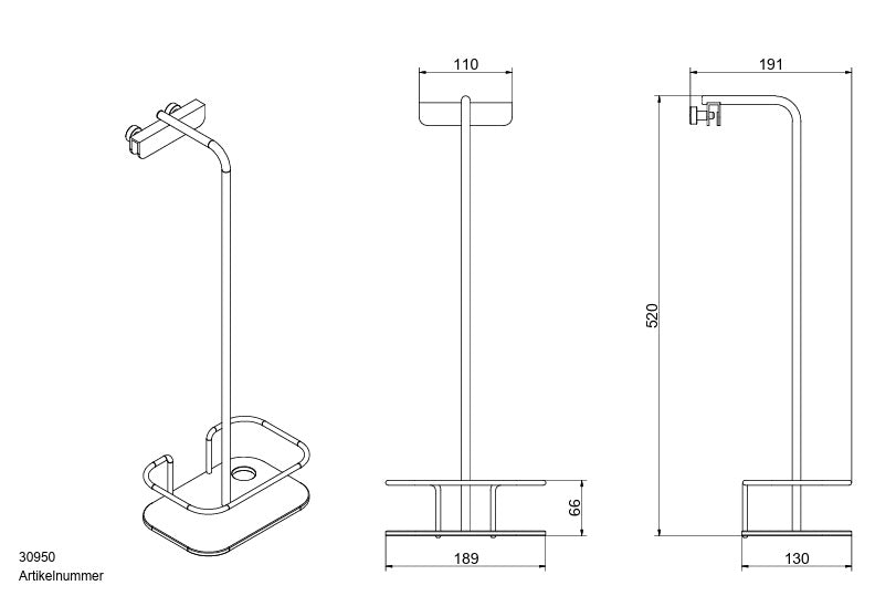 Vipa Duschablage mit innovativem Design, HPL, Glaswandmontage, 30950