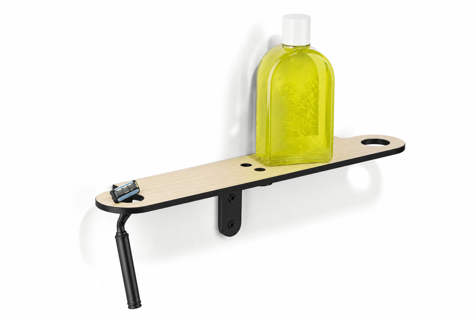 Giese Slimbord mit Rasiererhalter, Ablage HPL Holzoptik, Schwarz matt, Art.Nr. 30961
