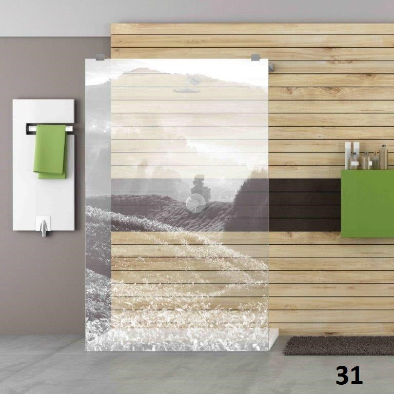 Zartes Landschafts-Motiv auf Designduschglas aus ESG