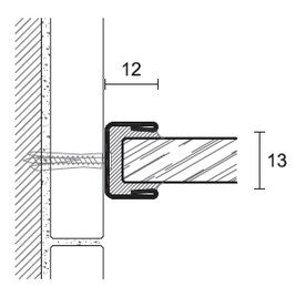 U-Wandprofil auf Fliesenwand für feststehende Glasabtrennung; Art.Nr. 32000