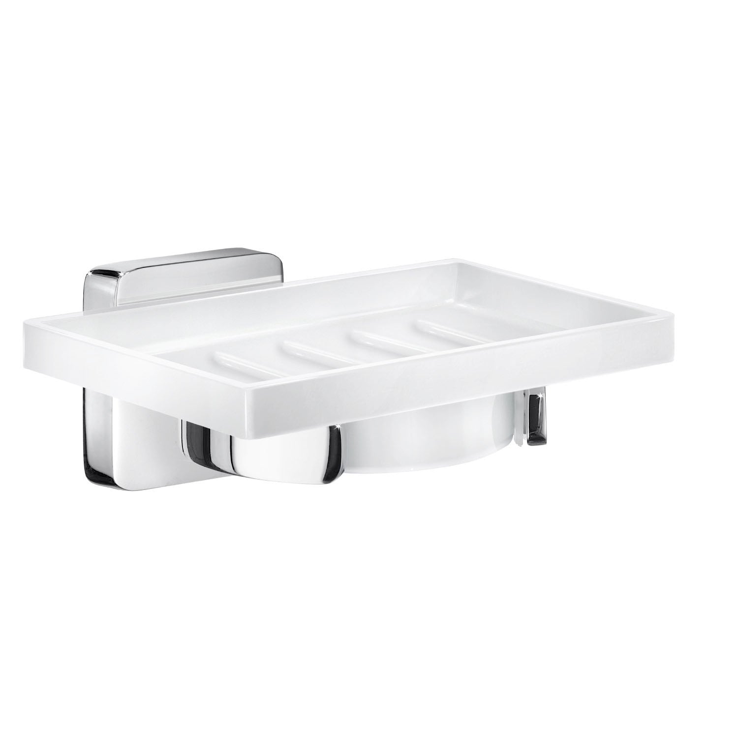 Smedbo ICE Halter mit Seifenschale Porzellan Chrom poliert