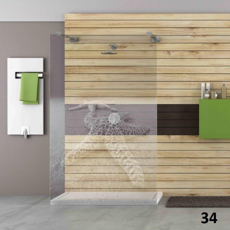 ESG Sicherheitsglas für Duschen mit Motiv oder Bild mittels Lasertechnologie, über 40 Motive zur Auswahl, Serie Makai