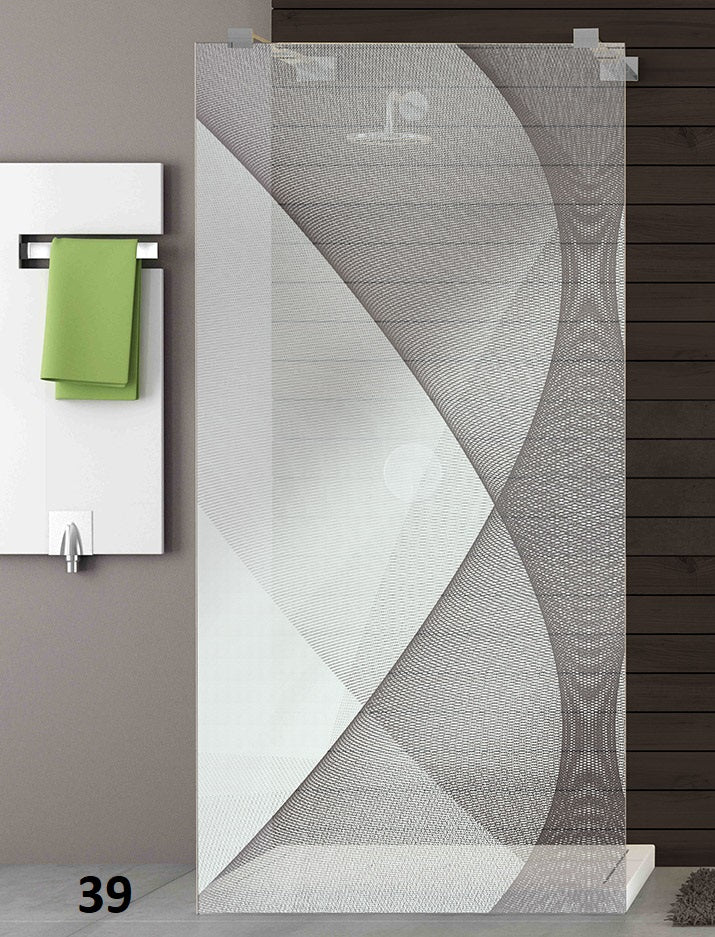 ESG Sicherheitsglas für Duschen mit Motiv oder Bild mittels Lasertechnologie, Serie Paimu