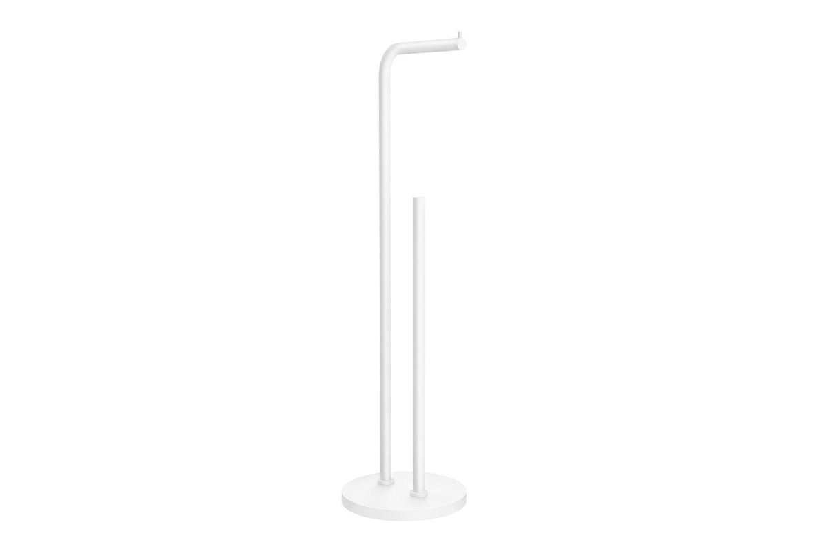 Stand-Toilettenpapierhalter mit Reservehalter, Weiß
