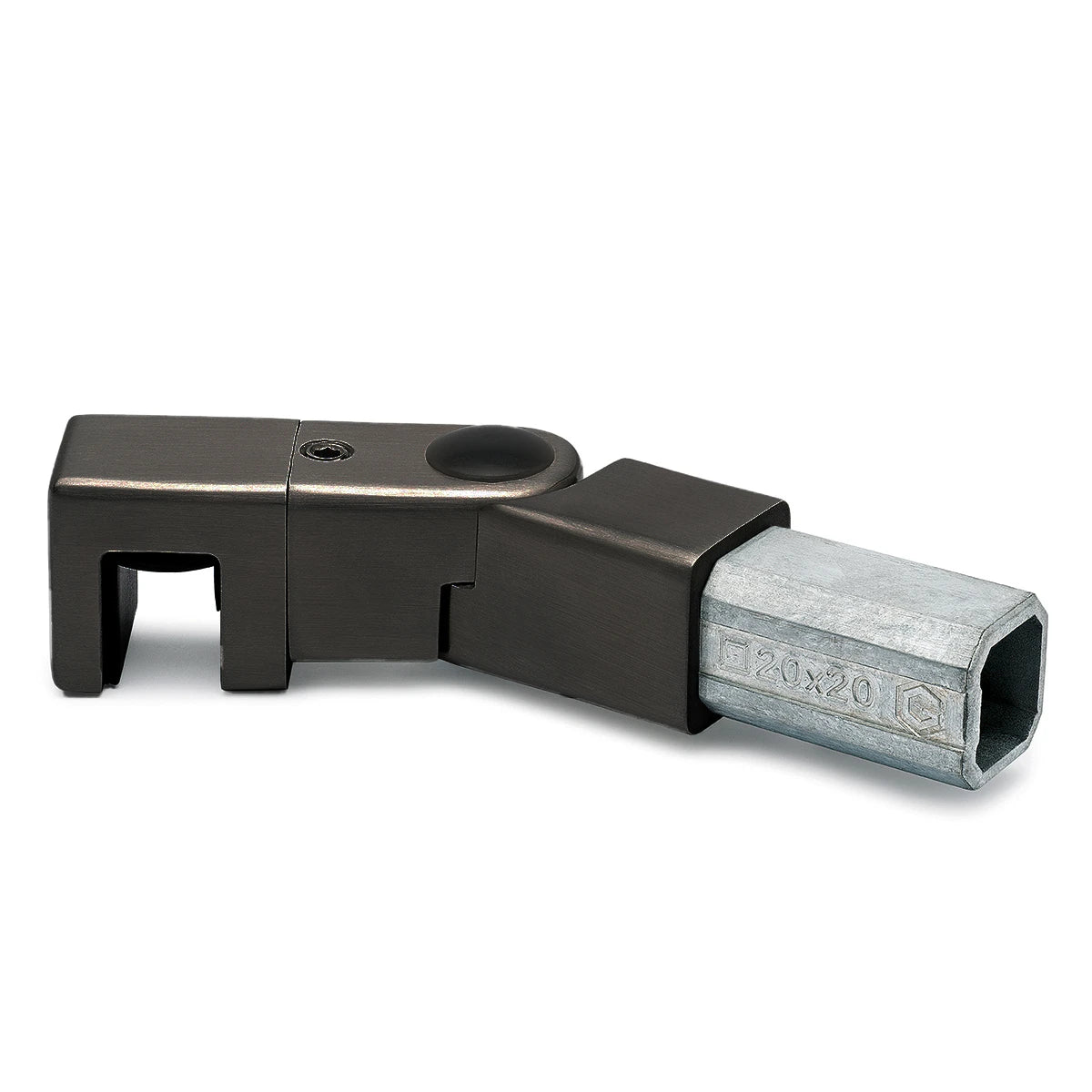 Glashalter variabel für Vierkantrohr 20 x 20 mm, Schwarz matt