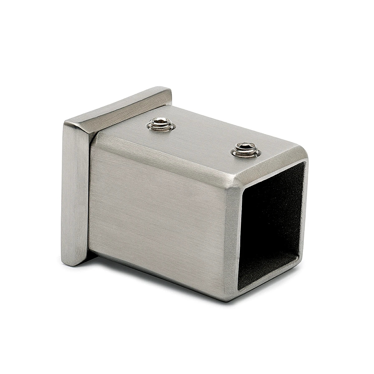Wandflansch 90 Grad für Vierkantrohr 20 x 20 mm, Edelstahl gebürstet