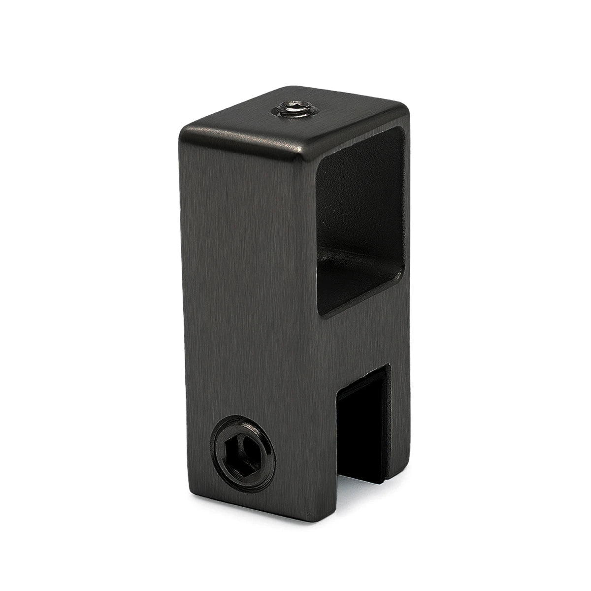 Glashalter offen für Vierkantrohr 20 x 20 mm, Schwarz matt