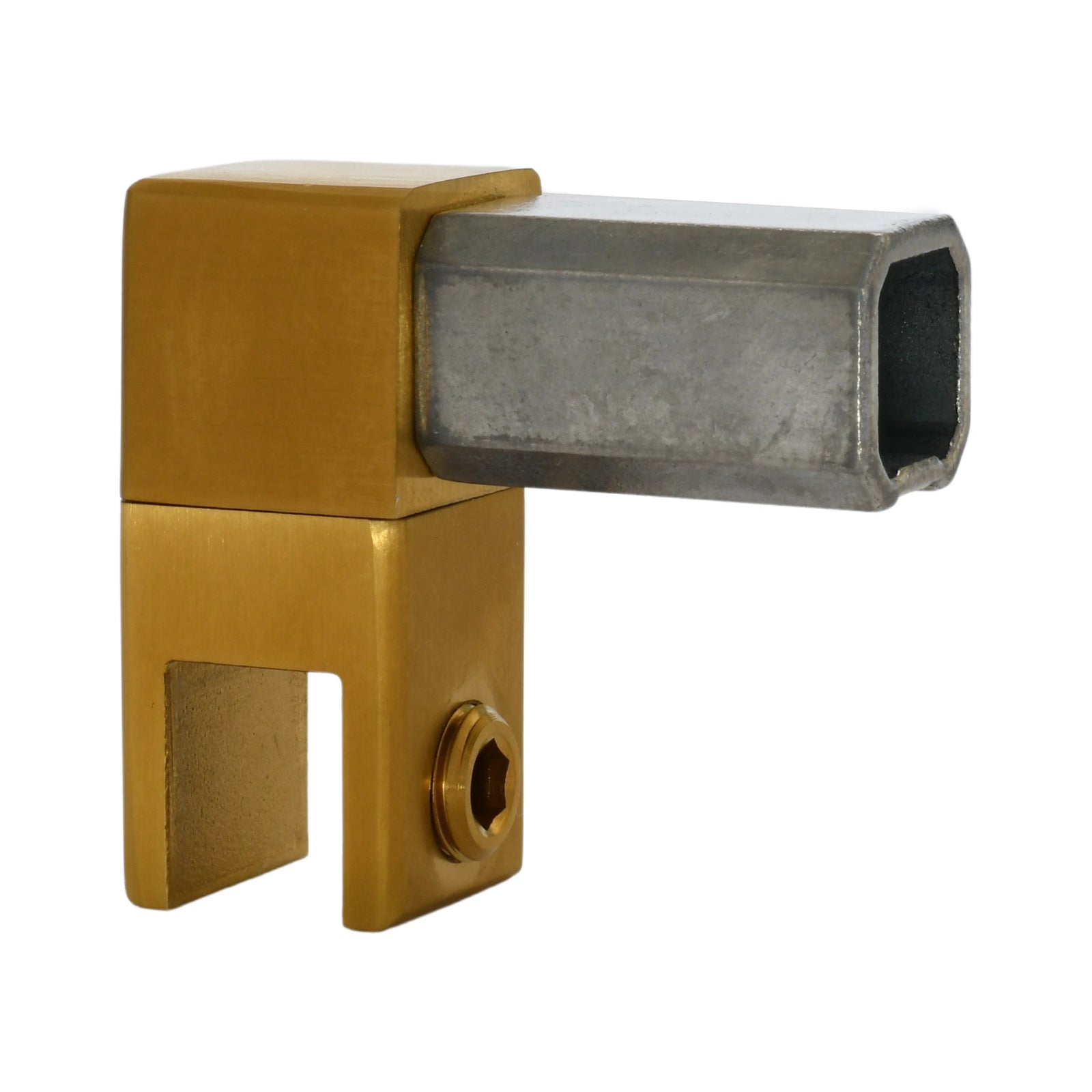 Glashalter geschlossen für Vierkantrohr 20 x 20 mm, Messing matt
