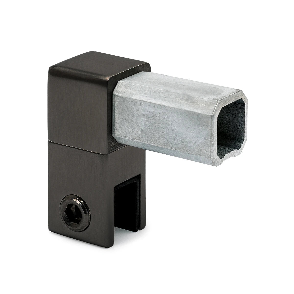 Glashalter geschlossen für Vierkantrohr 20 x 20 mm, Schwarz matt