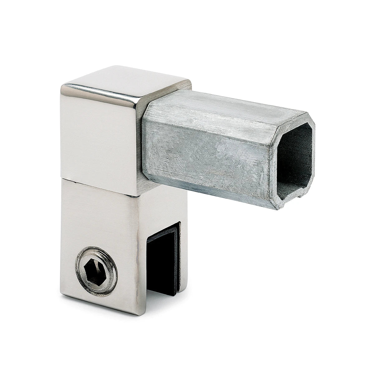 Glashalter geschlossen für Vierkantrohr 20 x 20 mm, Chrom