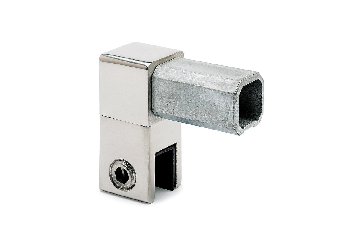 Glashalter geschlossen für Vierkantrohr 20 x 20 mm, Chrom