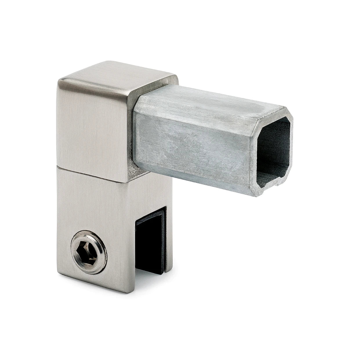 Glashalter geschlossen für Vierkantrohr 20 x 20 mm, Edelstahl gebürstet