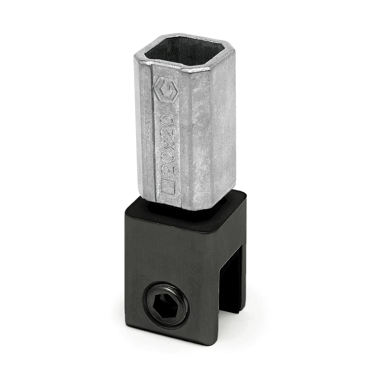 Glashalter Deckenmontage für Vierkantrohr 20 x 20 mm, Schwarz matt