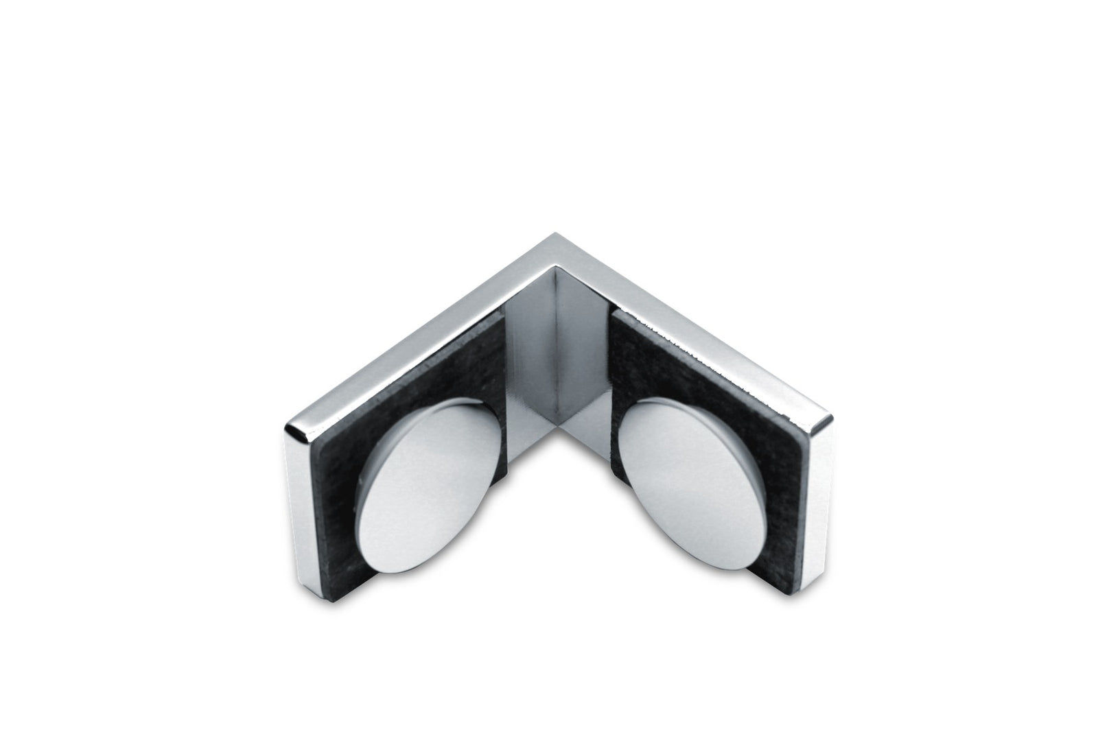 Winkelverbinder Glas-Glas 90 Grad fuer zwei feststehende Duschglasscheiben, Chrom poliert glaenzend