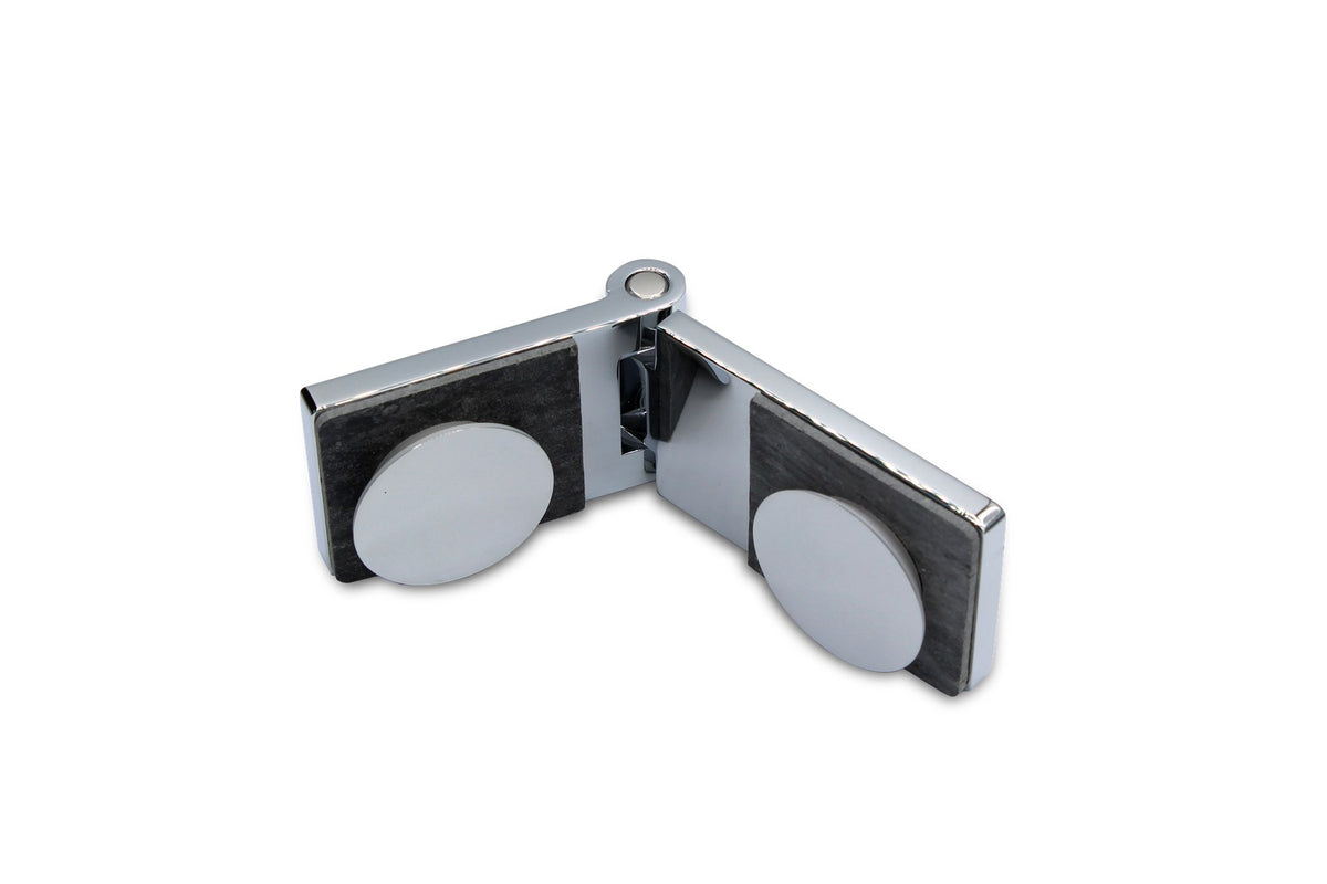Duschtuerscharnier Glas-Glas 90 Grad, bis 270 Grad oeffnend, Chrom poliert glaenzend