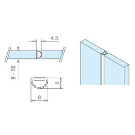 Selbstklebende Streifdichtung (Ballondichtung) – Für 8 oder 10 mm Glas, Lücken 5-6 mm – Art.Nr. 4023