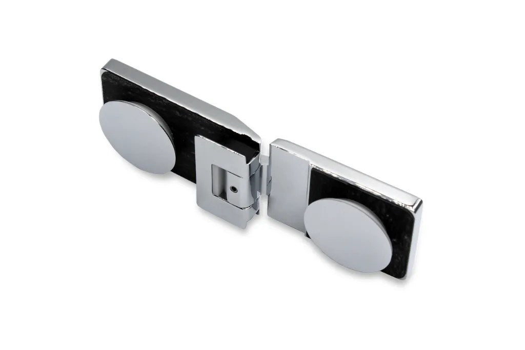 Pendelscharnier Glas-Glas 180 Grad, Chrom poliert glaenzend